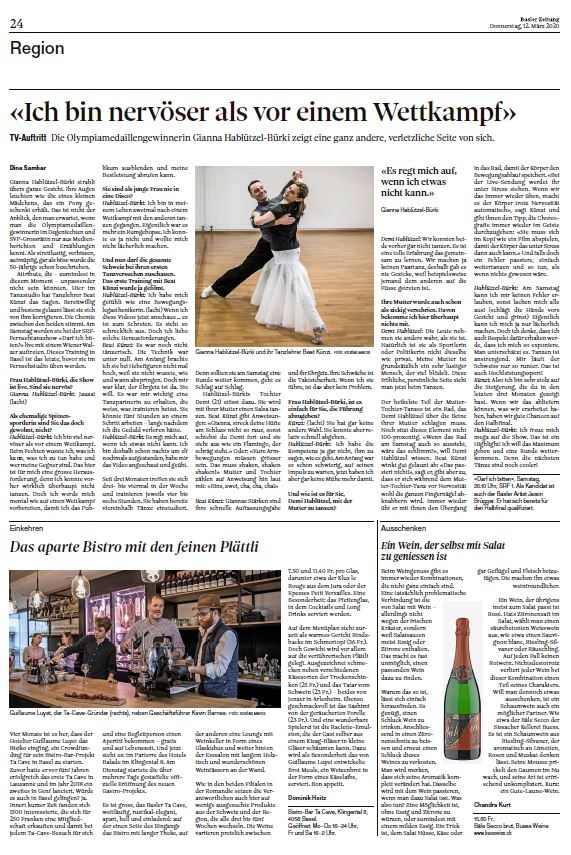 BaZ Zeitungsbericht 12.3.2020 BâleSecco mit Weintipp von Chandra Kurt